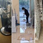 Δραματική κατάσταση στο Μεσολόγγι: Σοβαρές ζημιές σε καταστήματα της πόλης (vid)